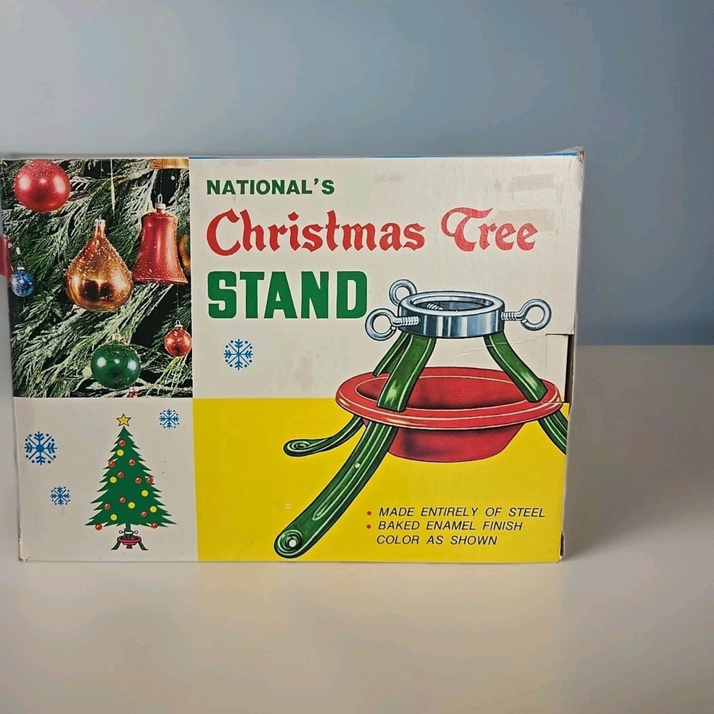 Vintage‎ Metal Christmas Tree Stand With Box Made In USA National's